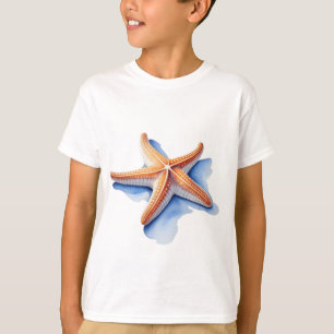 Sjöstjärna och blå silhuett t shirt