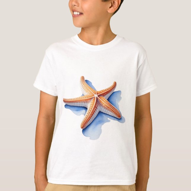 Sjöstjärna och blå silhuett t shirt (Framsida)
