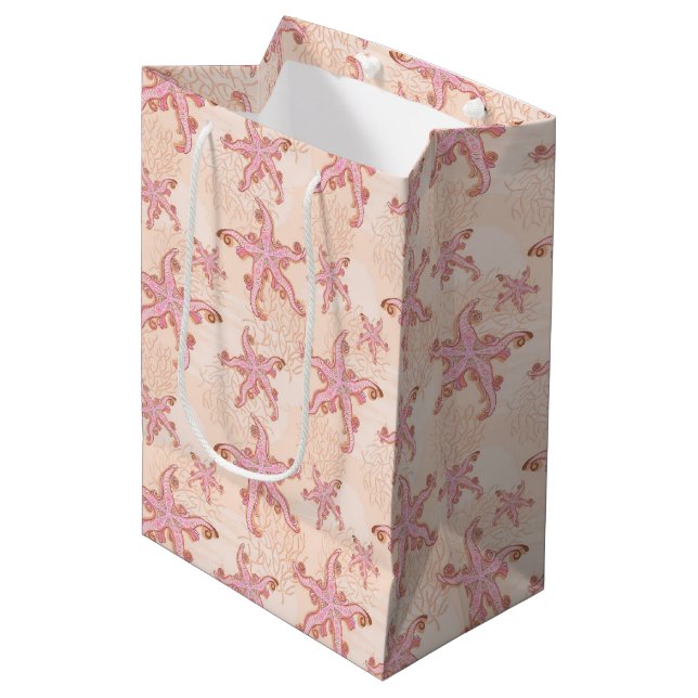 Sjöstjärna och korall Rosa Pastellmönster (Framsidan Vinklad)