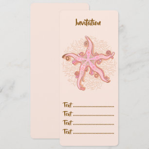 Sjöstjärna och korall Rosa Pastellmönster Inbjudningar