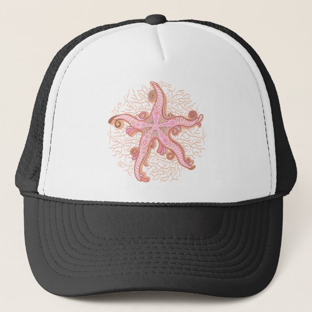 Sjöstjärna och korall Rosa Pastellmönster Keps (Framsida)