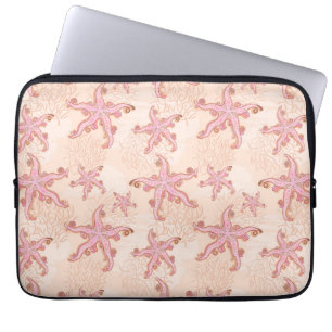 Sjöstjärna och korall Rosa Pastellmönster Laptop Fodral
