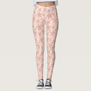 Sjöstjärna och korall rosa pastellmönster leggings