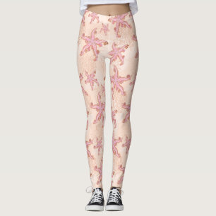 Sjöstjärna och korall Rosa Pastellmönster Leggings