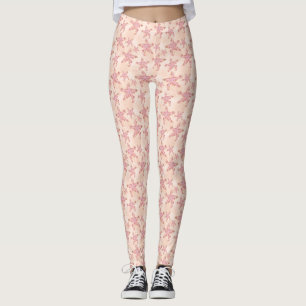 Sjöstjärna och korall rosa pastellmönster leggings