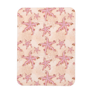 Sjöstjärna och korall rosa pastellmönster magnet