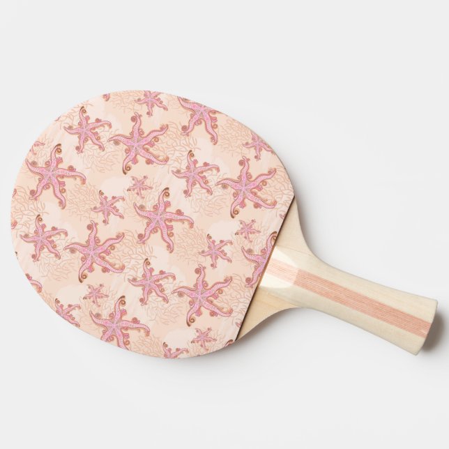 Sjöstjärna och korall Rosa Pastellmönster Pingisracket (Sidan)