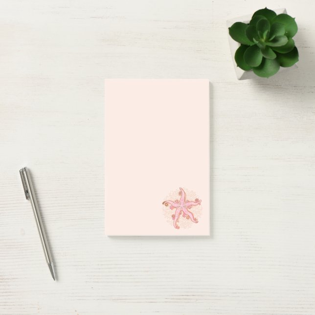 Sjöstjärna och korall Rosa Pastellmönster Post-it Block (Kontor)