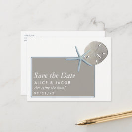 Sjöstjärna och sanddollar - Spara datum för strand Meddelande Vykort