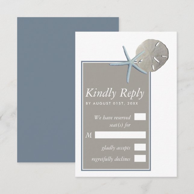 Sjöstjärna och sanddollar - Strandbröllop OSA Kort (Fram/baksida)