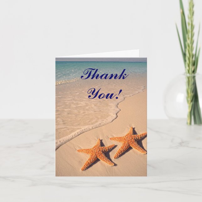 Sjöstjärna och strandbröllop Tacksamhetskort Tack Kort (Framsida)
