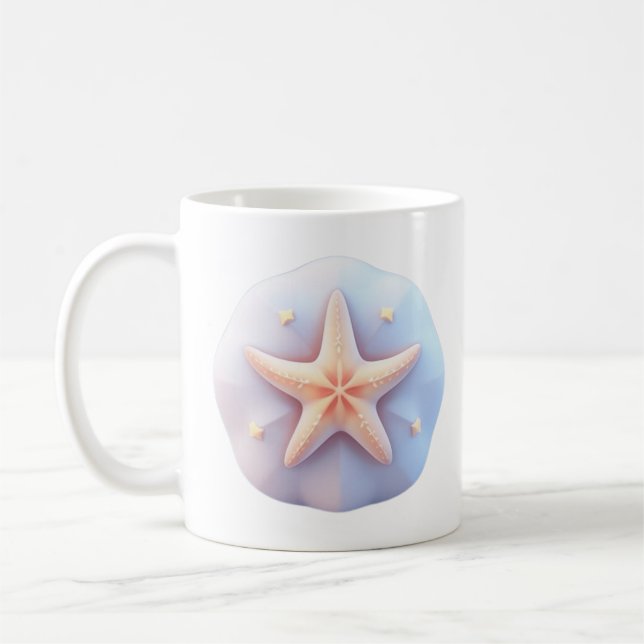 Sjöstjärna på en unik formad sten kaffemugg (Vänster)