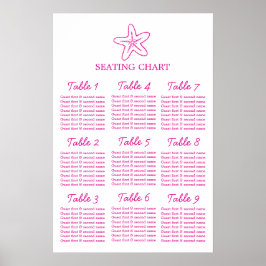 Sjöstjärna rosa bröllop 9 bord plan poster