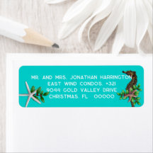 Sjöstjärna Sjöhästar Jul Returadressetiketter