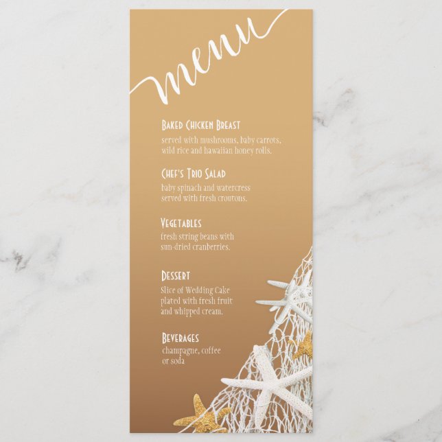 Sjöstjärna som förtjänar sanden för meny (Framsida)