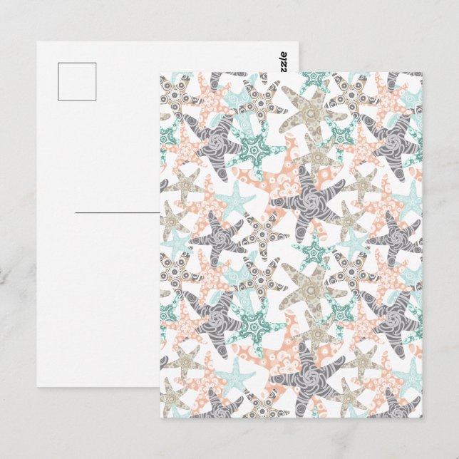 Sjöstjärna Sömlöst Mönster vykort (Fram/baksida)