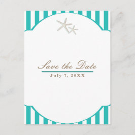 Sjöstjärna Turkos Randig Strand Elegant Spara Datu Meddelande Vykort