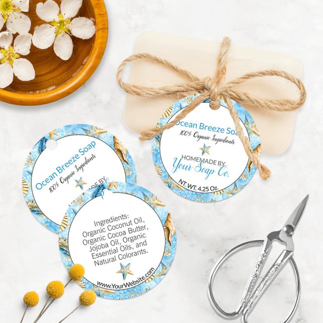 🌊 Sjöstjärna Vattenfärg Strandtematiserade Tvätts Gåvor Etiketter (🌊 Starfish Watercolor Beach-Themed Soap Hang Tags
)