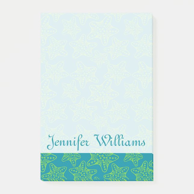 Sjöstjärnafolkmassamönster | tillfogar ditt namn post-it block (Framsida)