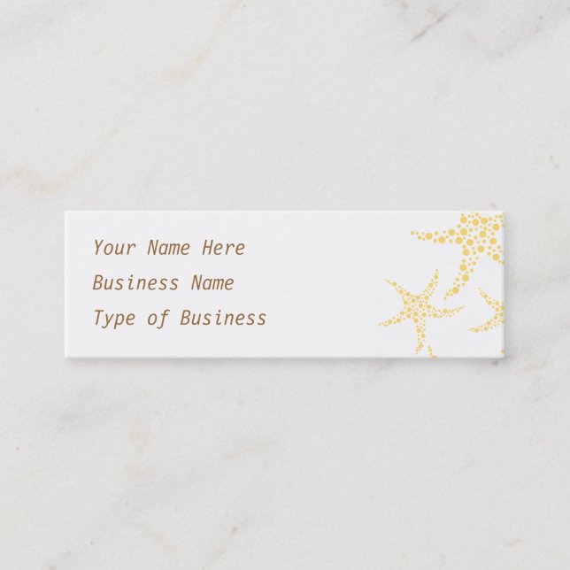 Sjöstjärnamönster i gult och White. Mini Visitkort (Framsida)