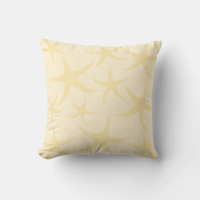 Sjöstjärnamönster i pastellfärgad Yellow. Kudde (Framsida)