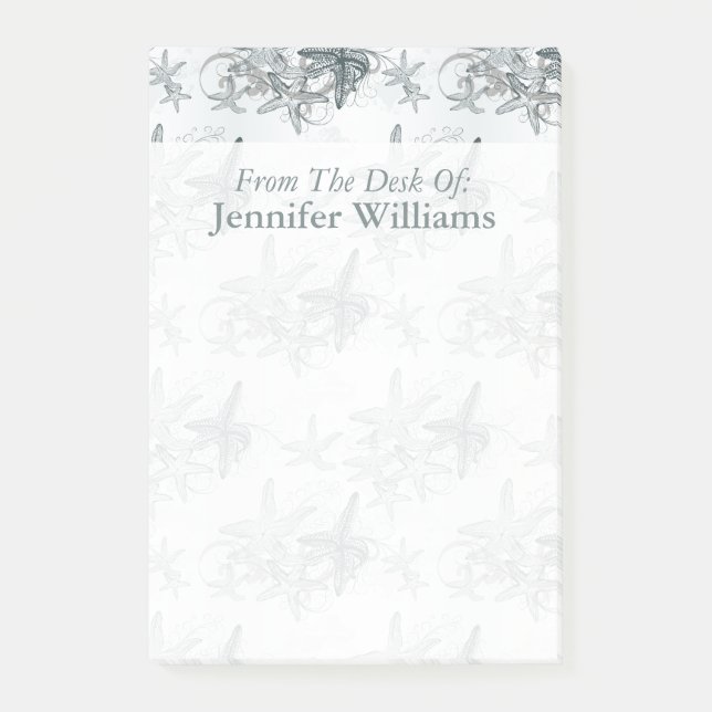 Sjöstjärnan på havsmönster | tillfogar ditt namn post-it block (Framsida)