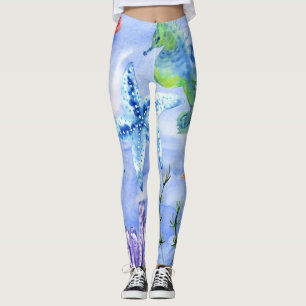 Sjöstjärnor Och Sjöstjärnor Med Korallmönster Leggings