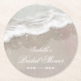 Sjöstjärnor och Skal Tropisk Strand Bröllopsdusch Underlägg Papper Rund