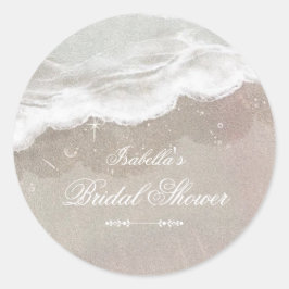 Sjöstjärnor och Skal Tropisk Strand Bröllopskalas Runt Klistermärke