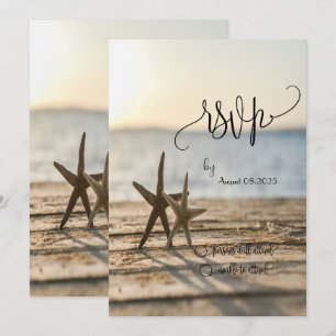 Sjöstjärnor Sandstrand Script RSVP Inbjudningar