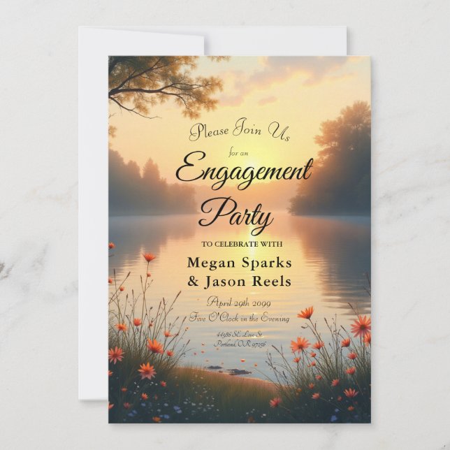 Sjöstranden Skymning Viskar vid vattnet Inbjudningar (Framsida)