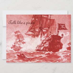 Sjöstrid mellan PIRATSKEPp / ANTIK PIRATSKATTKARTA Meddelande