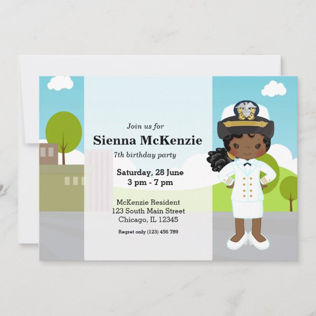 Sjöstridsuniform officer inbjudningar (Framsida)