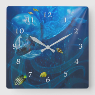 SJÖTURTOR I FLYGKVARVALL CLOCK FYRKANTIG KLOCKA