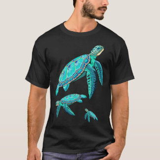 Sjöurtleurkolsvart Oceanliv vän T Shirt