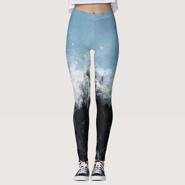 Sjövåg: handmålad design leggings (Framsida)