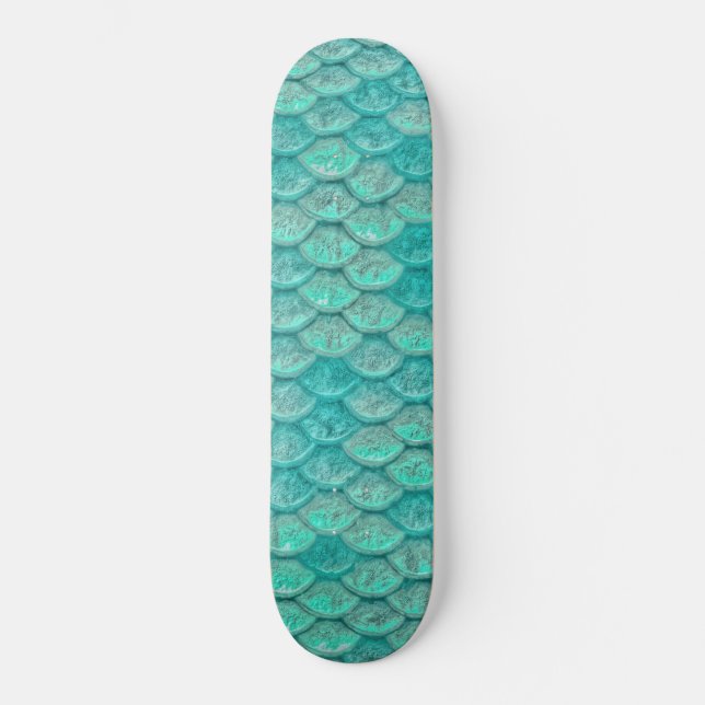 Sjövågsfjäll Grön Turkos Mini Skateboard Bräda 18,5 Cm (Framsida)