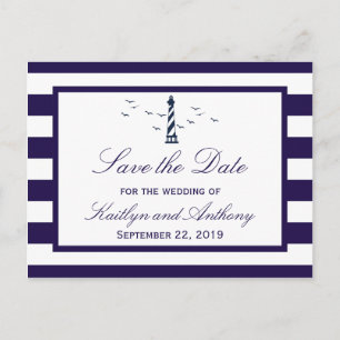 Sjövist bröllop Lighthouse Save The Date Meddelande Vykort