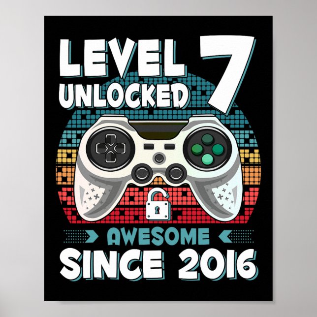 Sju 7år Födelsedag Son Pojke Rolig Spelare 7:e 7 Å Poster (Framsidan)