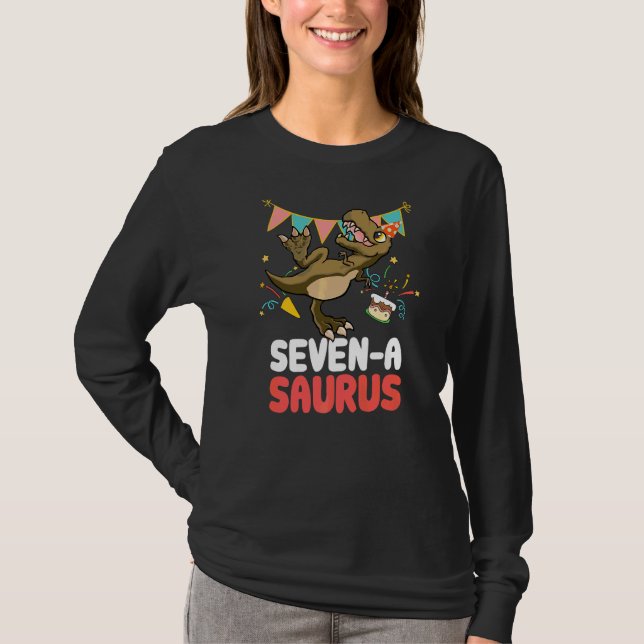 Sju A Saurus Dinosaur Cute Kiddo Rex T Shirt (Framsida)