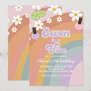 Sju är en vibe Spa Rainbow 7:e Birthday Inbjudningar