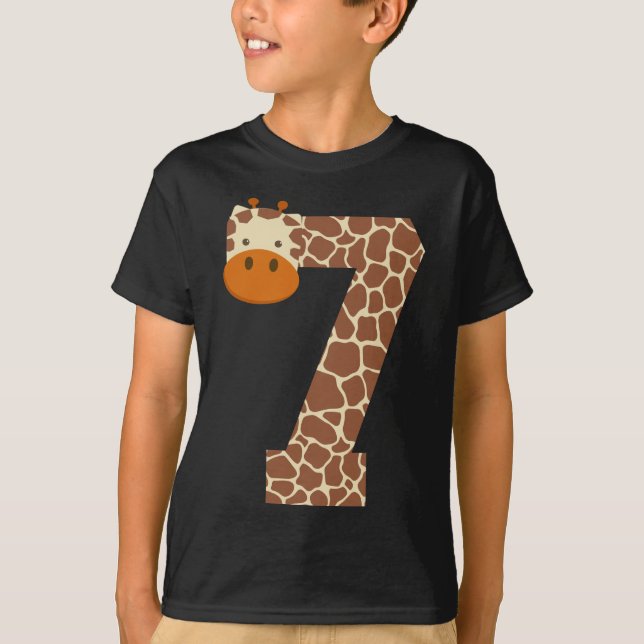 Sju år gammal Giraffe Costume 7:e Birthday Gift T Shirt (Framsida)