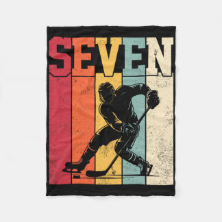 Sju år gammal ishockeyälskare Retro 7-årsdag Fleecefilt