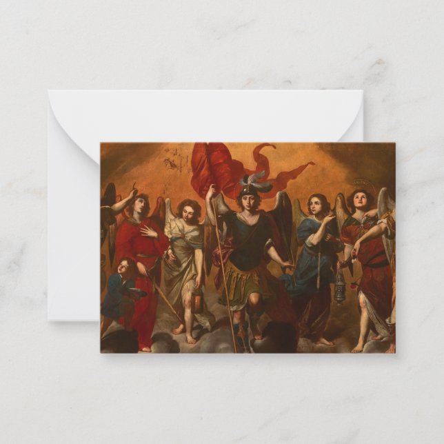 Sju Archangels av Massimo Stanzione Anteckningskort (Framsida)