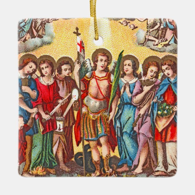 Sju Archangels (CP 001; Chromolithograph) Julgransprydnad Keramik (Framsida)