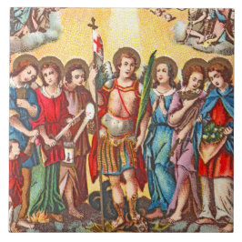 Sju Archangels (CP 001; Chromolithograph) Kakelplatta