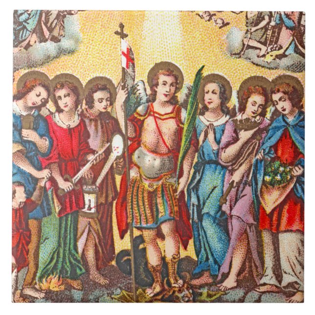 Sju Archangels (CP 001; Chromolithograph) Kakelplatta (Framsidan)