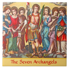 Sju Archangels (CP 001; Chromolithograph) Kakelplatta