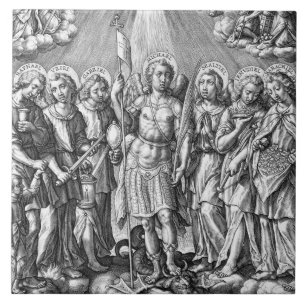 Sju Archangels (M 034; Engrave) Kakelplatta