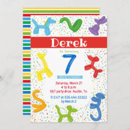 sju års inbjudan till ballonger för djur